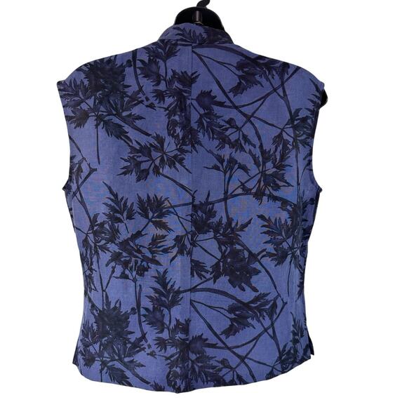 Vintage Linen Silk Tank Button Front Size 6 Grandmas Boho Blue Dana Buchman - Picture 2 of 11
